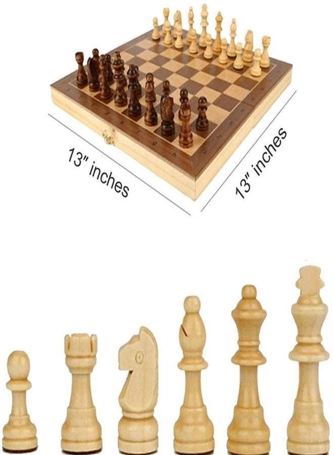 KIDSZONE® 13"X 13" (Open) Wooden Chess Set for Kids and Adults- Folding Chess Board Wood Pawns AZ042 - Image 2